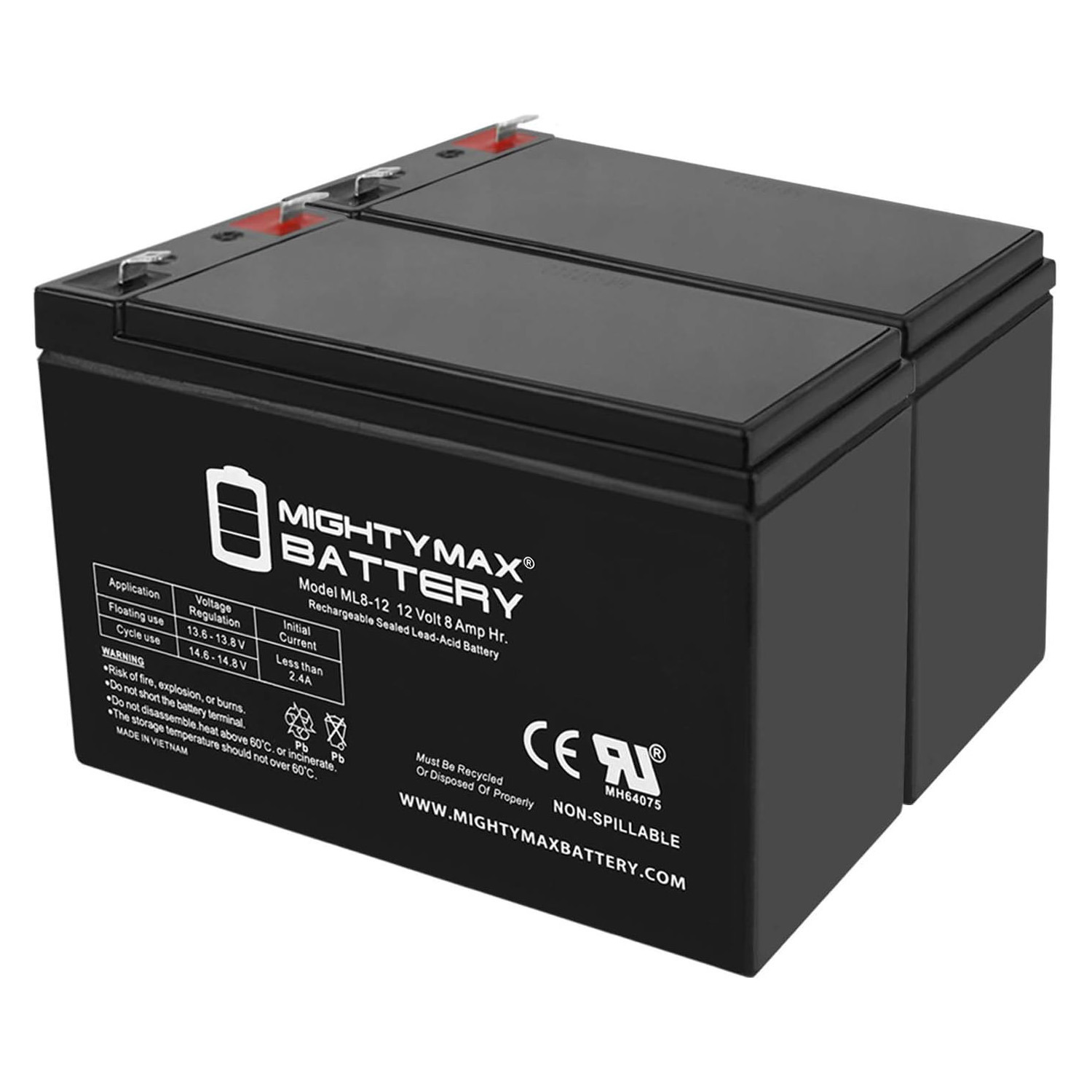 12V 8Ah Razor 131E, 131 E Electric Scooter Battery - 2 Pack