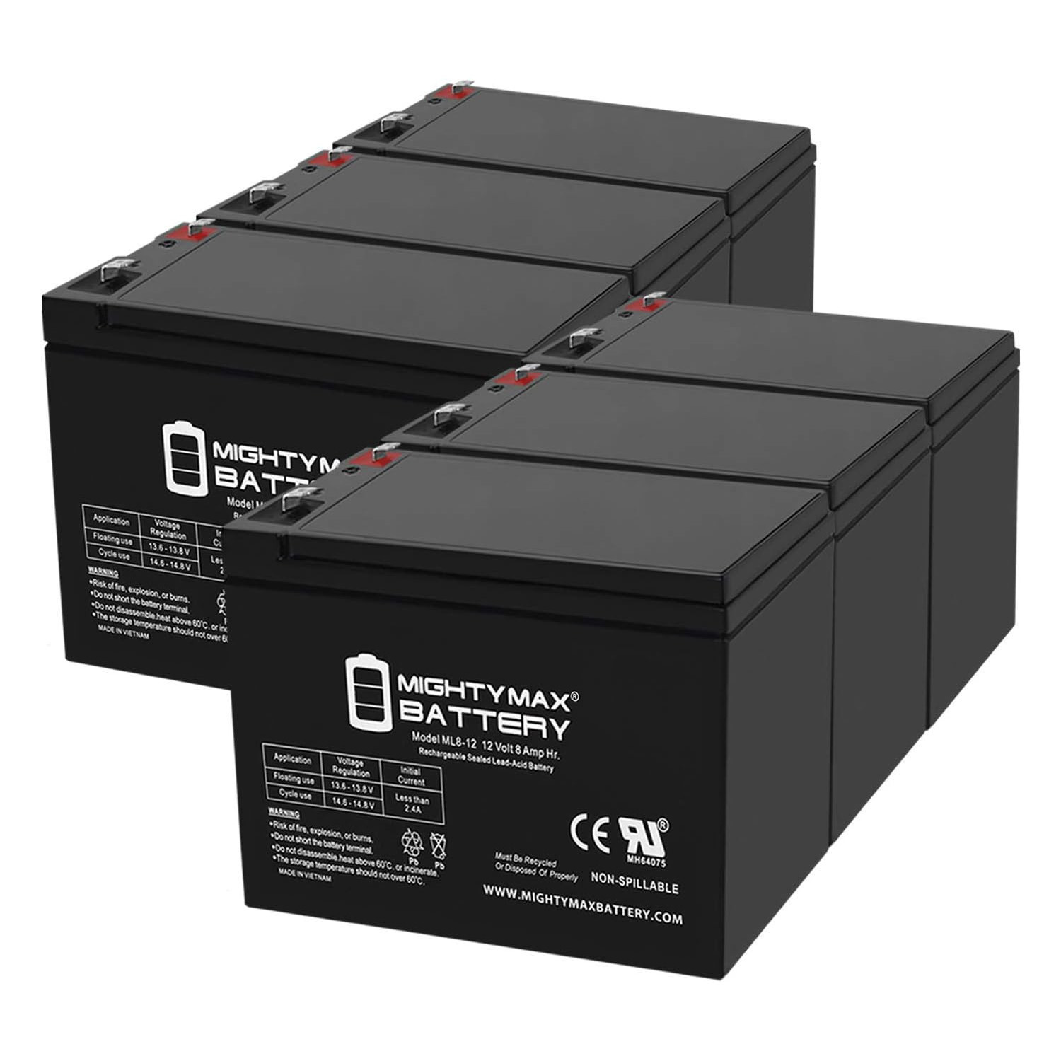 12V 8Ah Go-Ped ESR750EX, ESR750EX Scooter Battery - 6 Pack