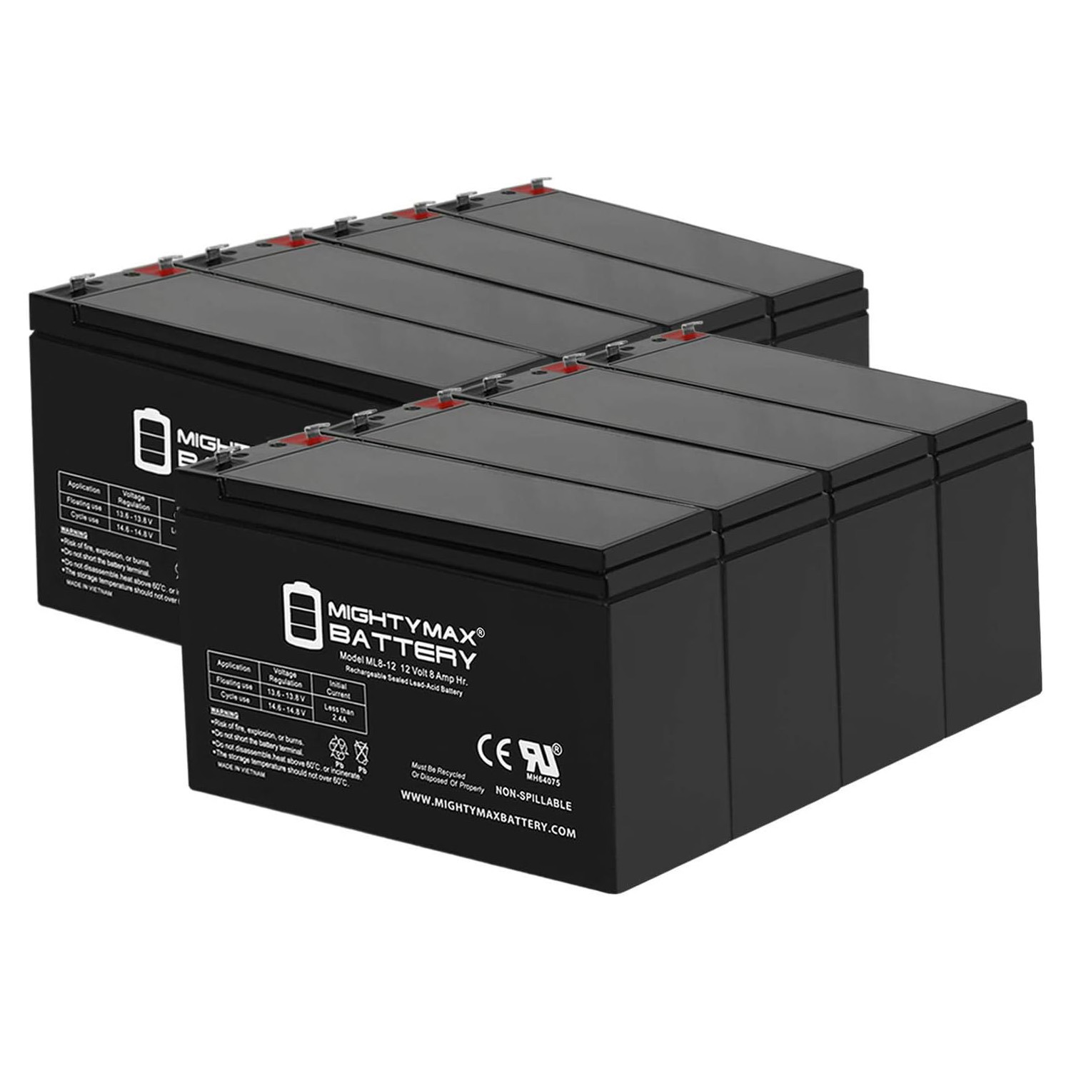 12V 8Ah Razor 132E, 132 E Electric Scooter Battery - 8 Pack