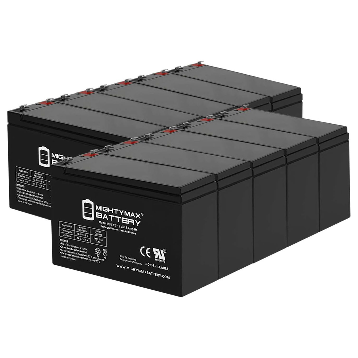 12V 8Ah Razor 132E, 132 E Electric Scooter Battery - 10 Pack
