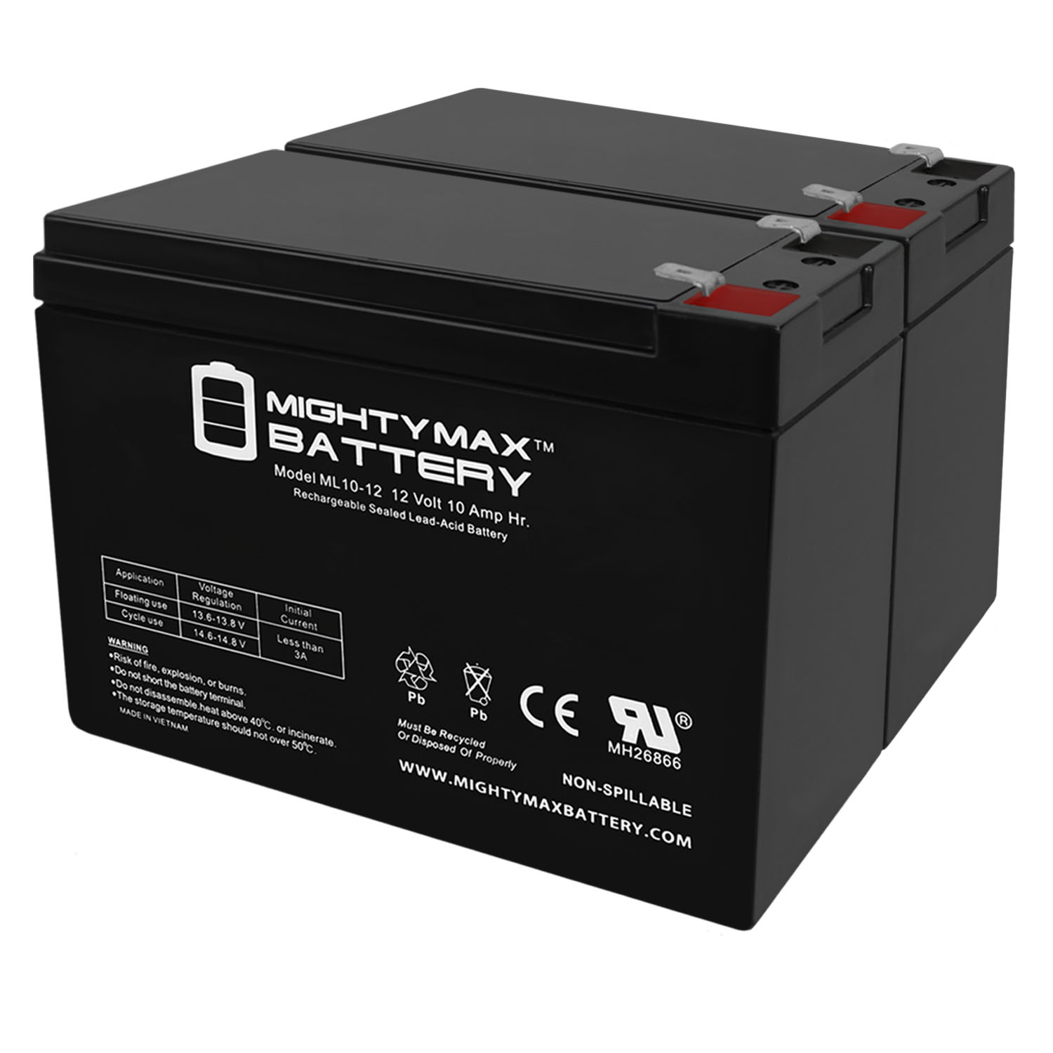 12V 10AH Scooter Chopper Battery for Razor W15128040003 - 2 Pack