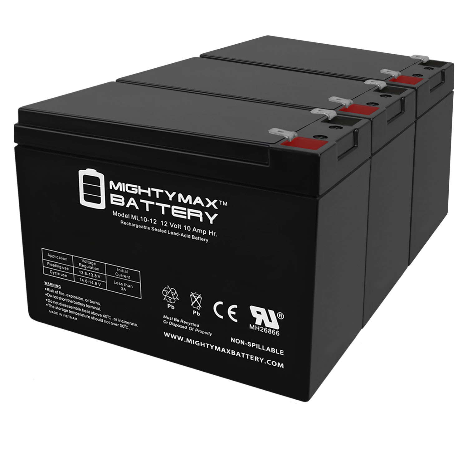 12V 10AH Scooter Chopper Battery for Razor W15128040003 - 3 Pack