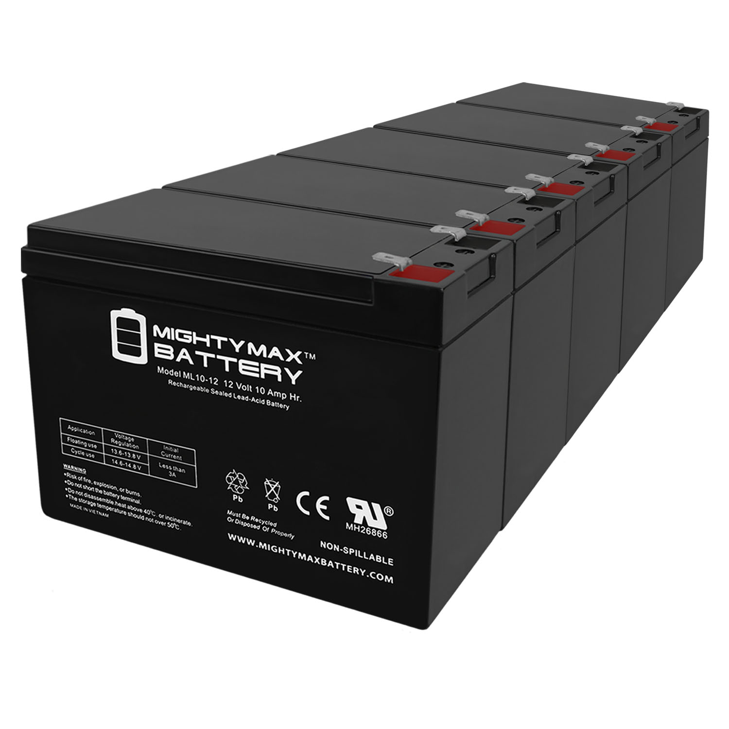 12V 10AH Scooter Chopper Battery for Razor W15128040003 - 5 Pack