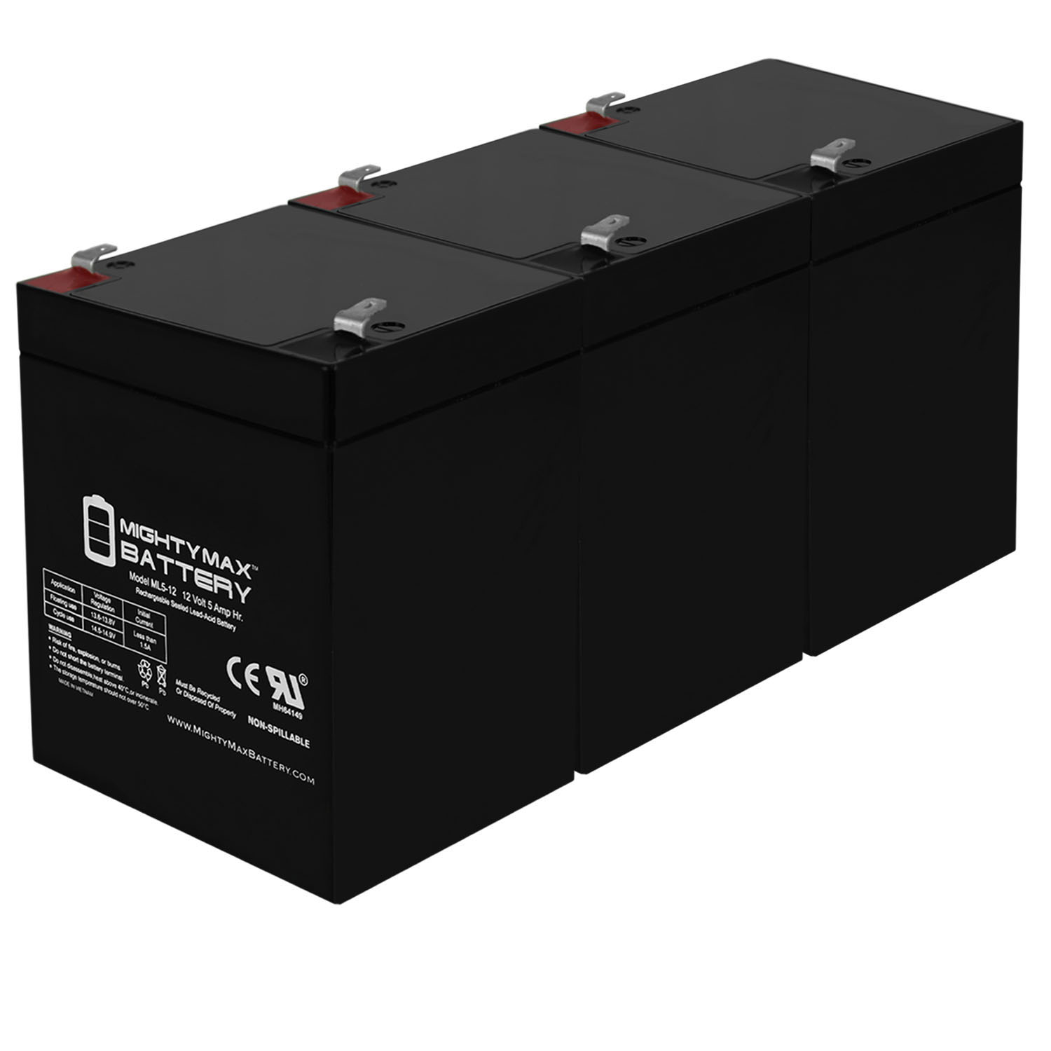 12V 5AH eZip 130 Electric Scooter Battery - 3 Pack