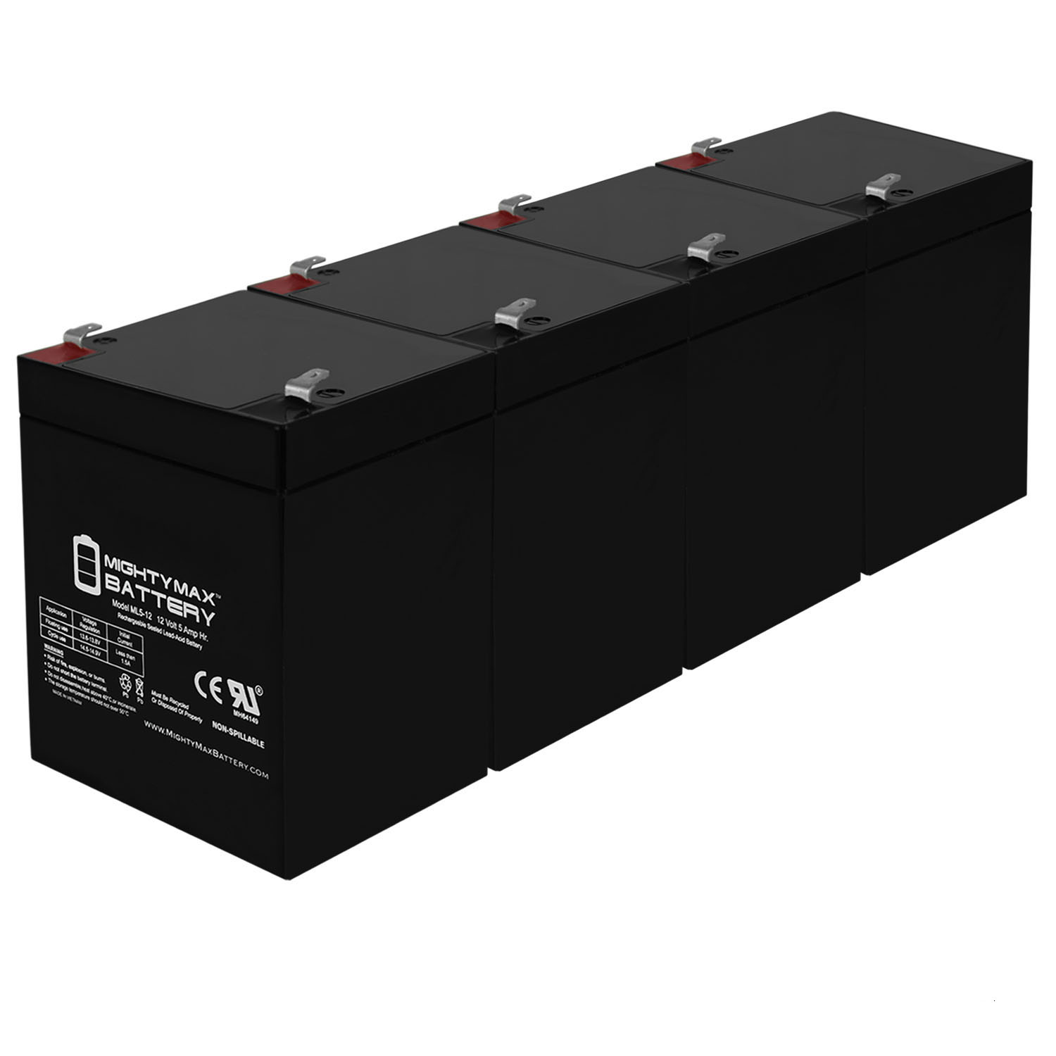 12V 5Ah Battery for Napco Alarms MA1016E - 4 Pack