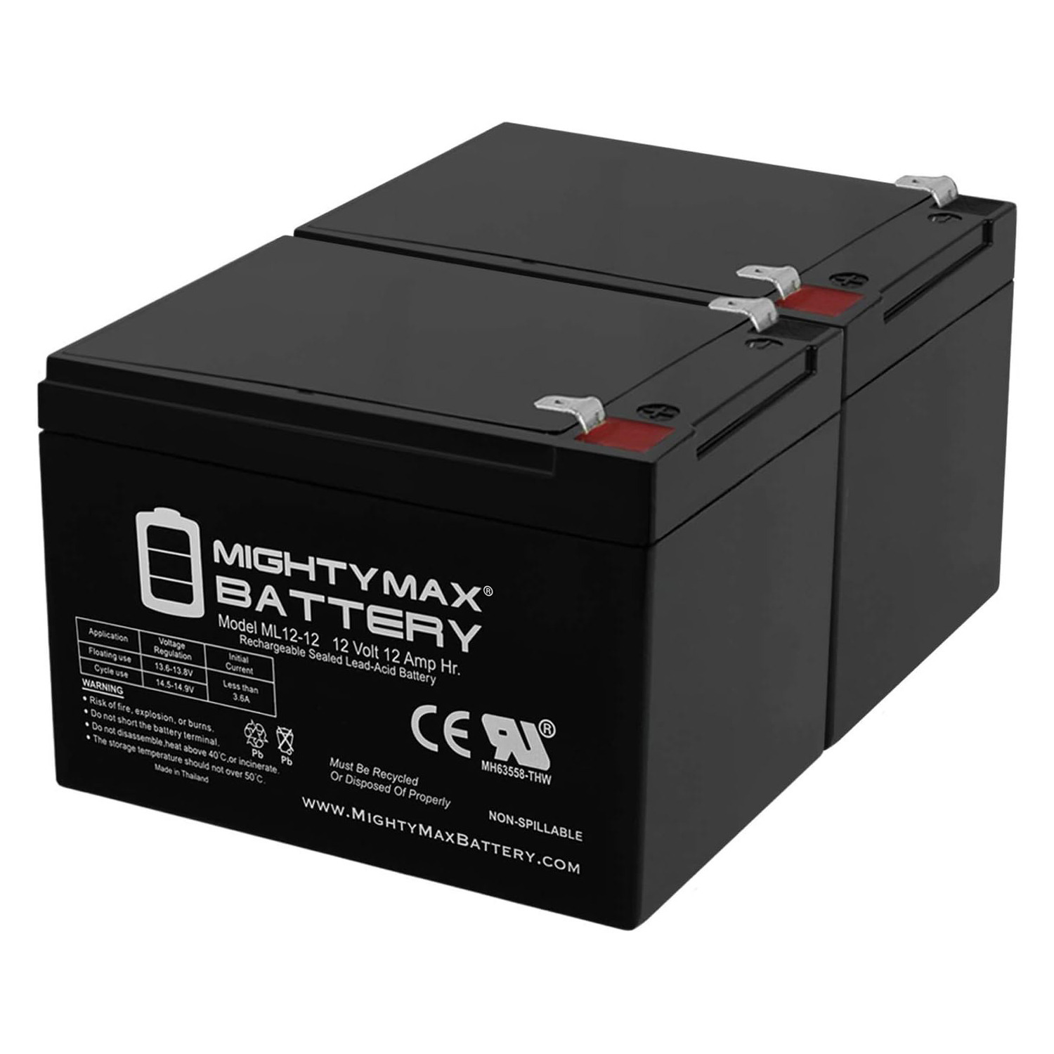 12V 12Ah F2 Currie eZip 650, E650, E-650 Scooter Bike Battery - 2 Pack