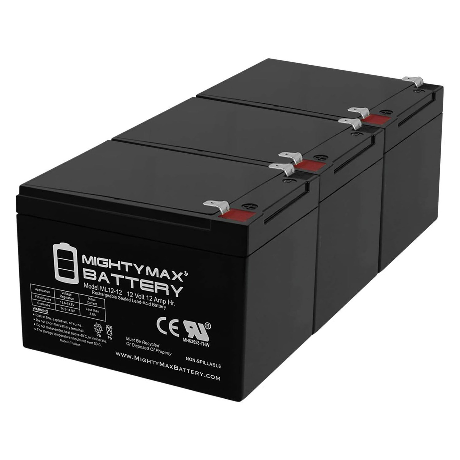 12V 12Ah F2 Currie eZip 650, E650, E-650 Scooter Bike Battery - 3 Pack