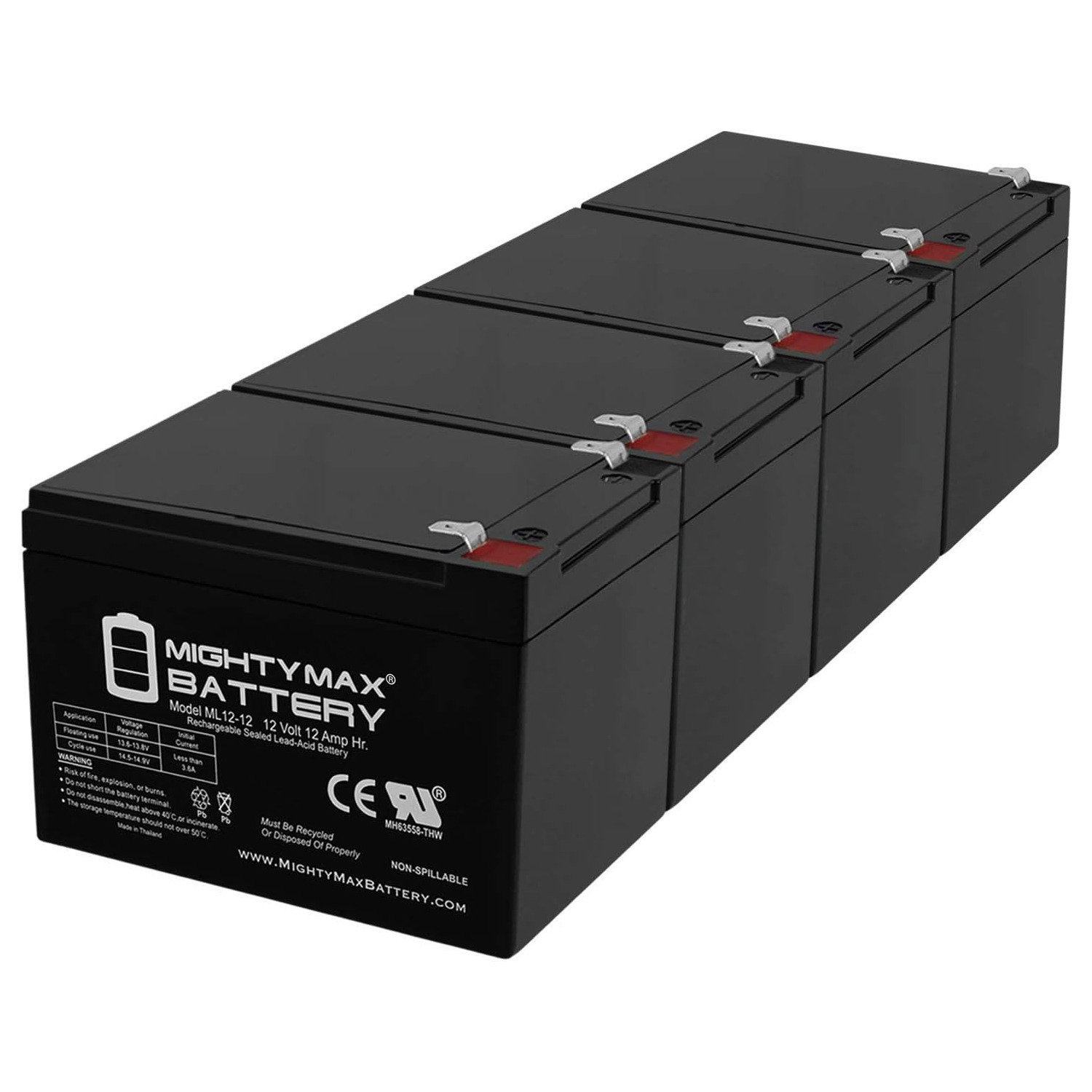 ML12-12 - 12V 12AH F2 BATTERY FOR BLADEZ XTR SE 450 - 4 Pack