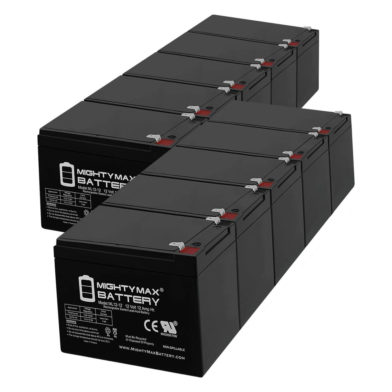 12V 12Ah F2 Bladez SM808, SM 808 Electric Scooter Battery - 10 Pack