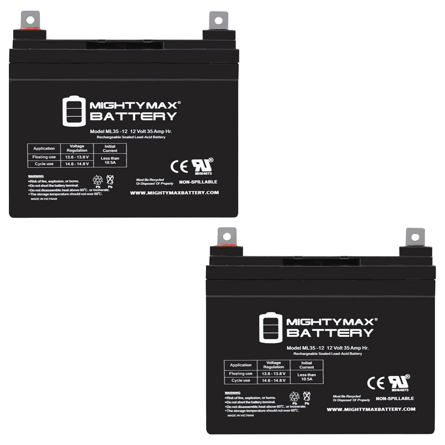 12V 35Ah Wheelchair Battery for Dignified Products All Models - 2 Pack