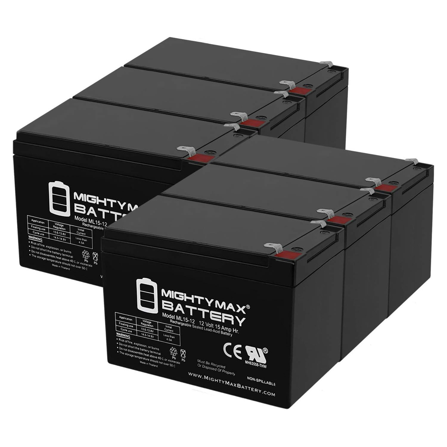 ML15-12 12V 15AH F2 BATTERY REPLACEMENT FOR Bladez XTR 450-EL, XTR450 - 6 Pack