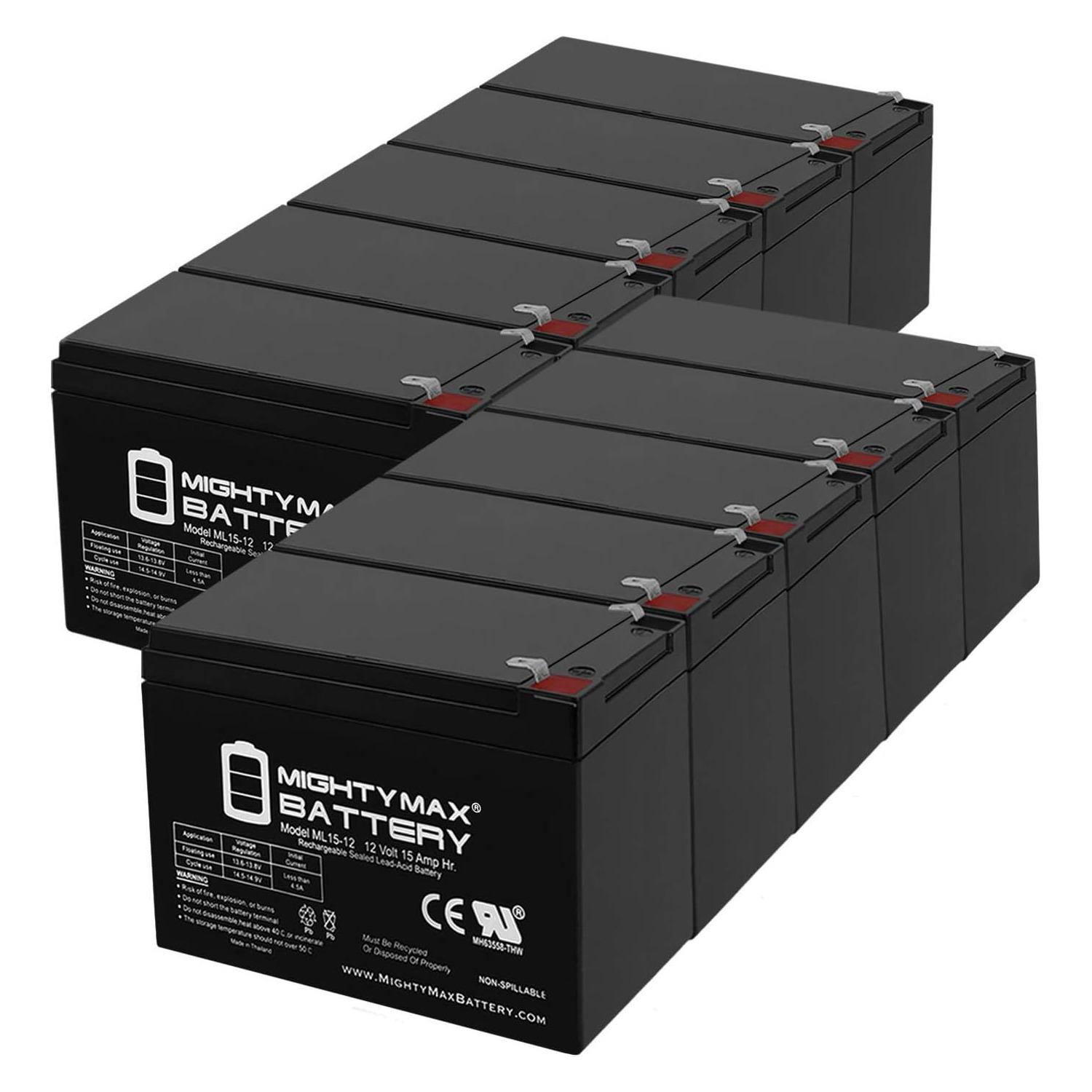 ML15-12 12V 15AH F2 BATTERY REPLACEMENT FOR Costco 360 Eco Electric - 10 Pack