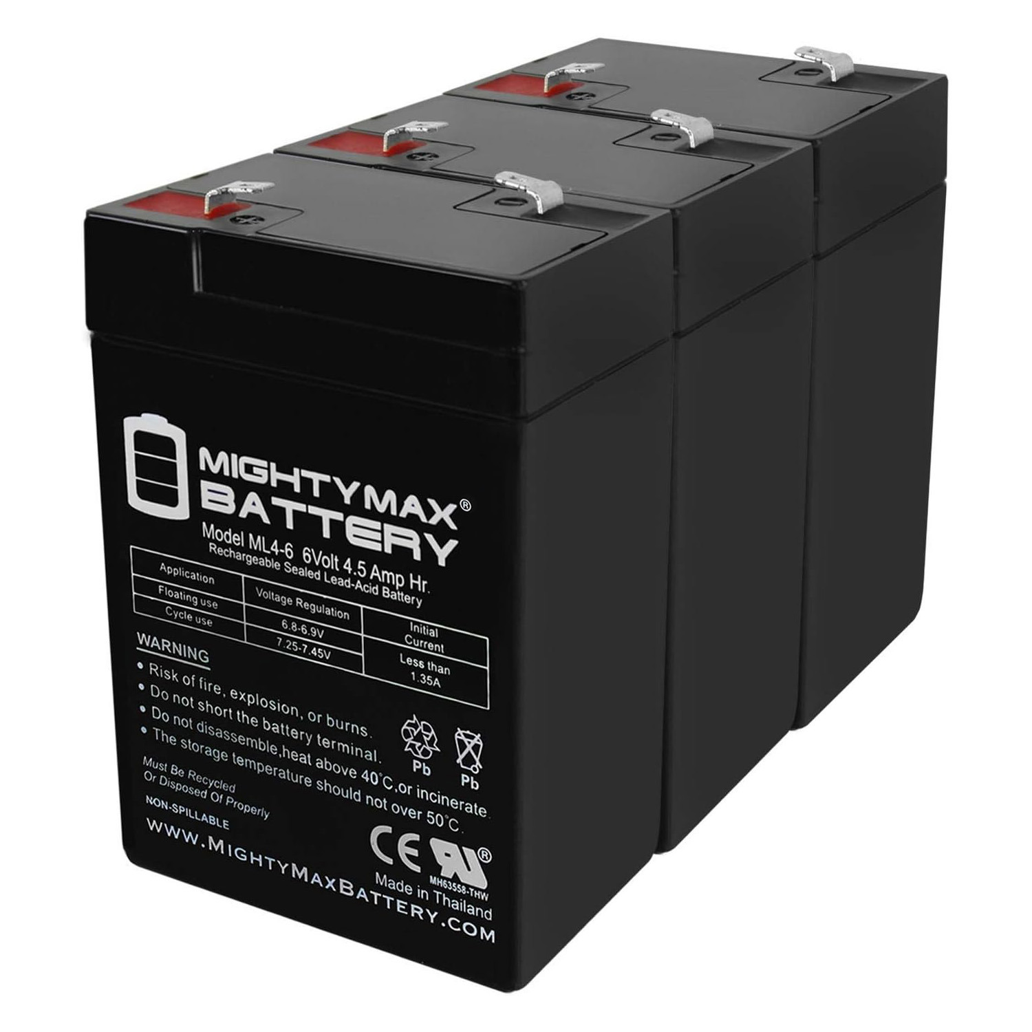 ML4-6 - 6V 4.5AH Lithonia H2NS1 R Replacement Battery - 3 Pack