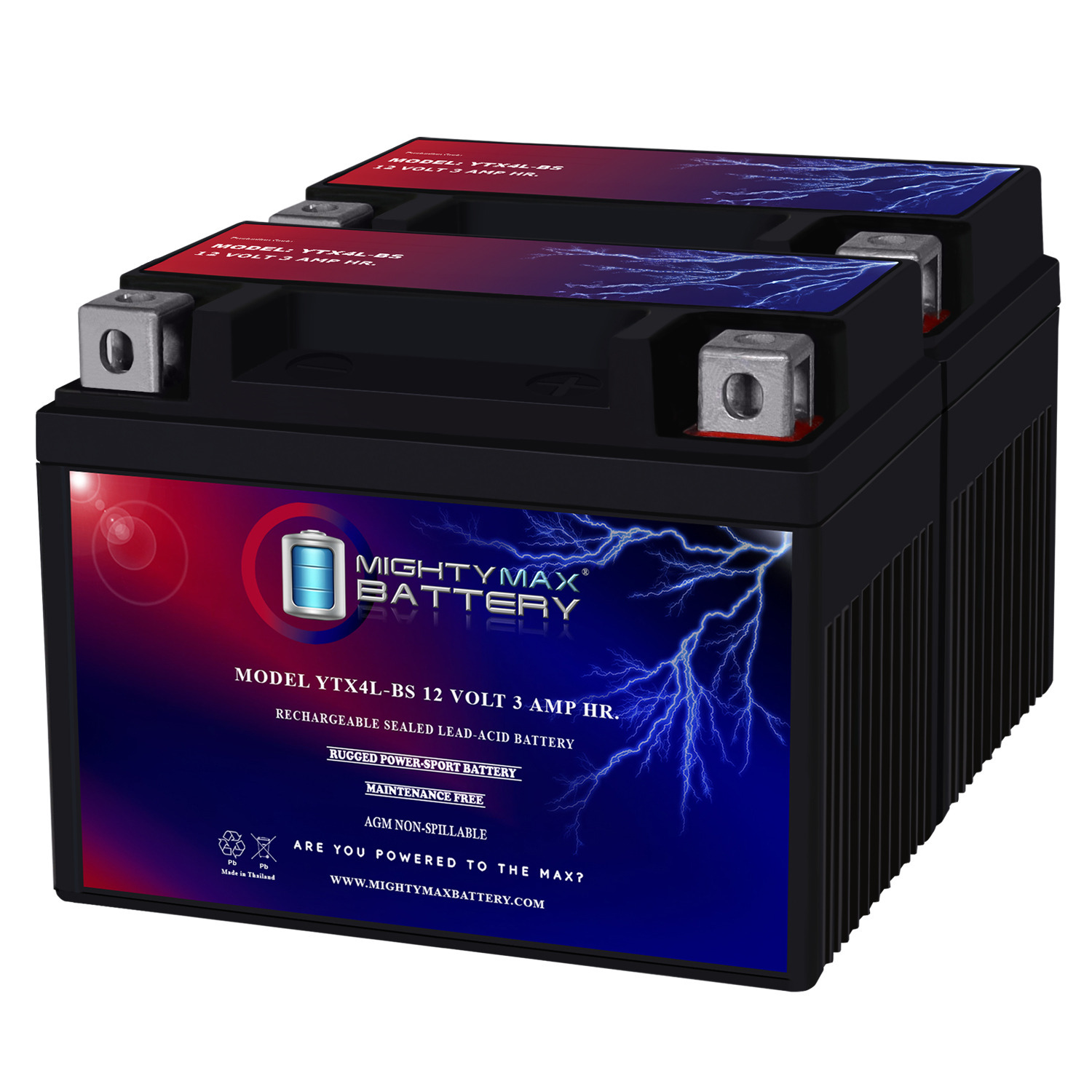 YTX4L-BS Replacement for Aeon 50 90 100 Benzai ATV Battery - 2 Pack