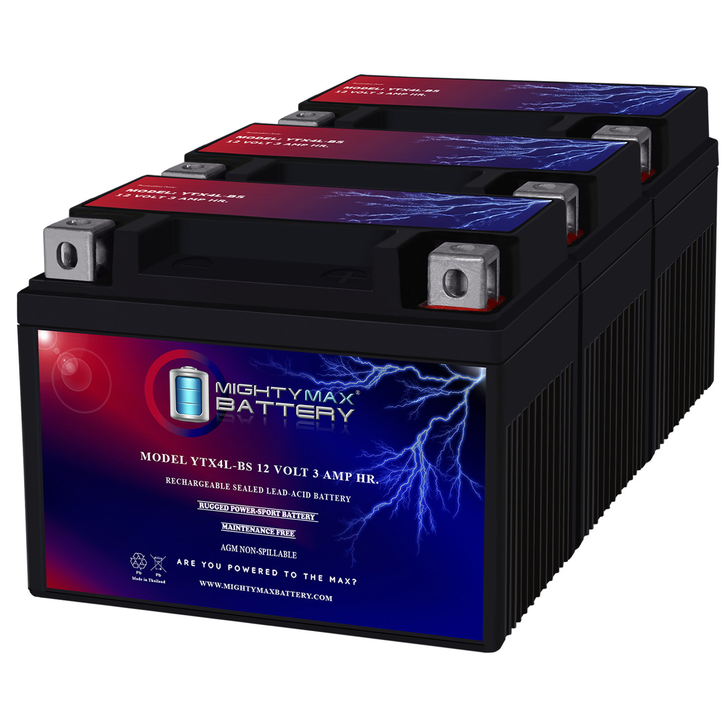 YTX4L-BS Battery Replacement for AWM UPG Power Sports Battery - 3 Pack