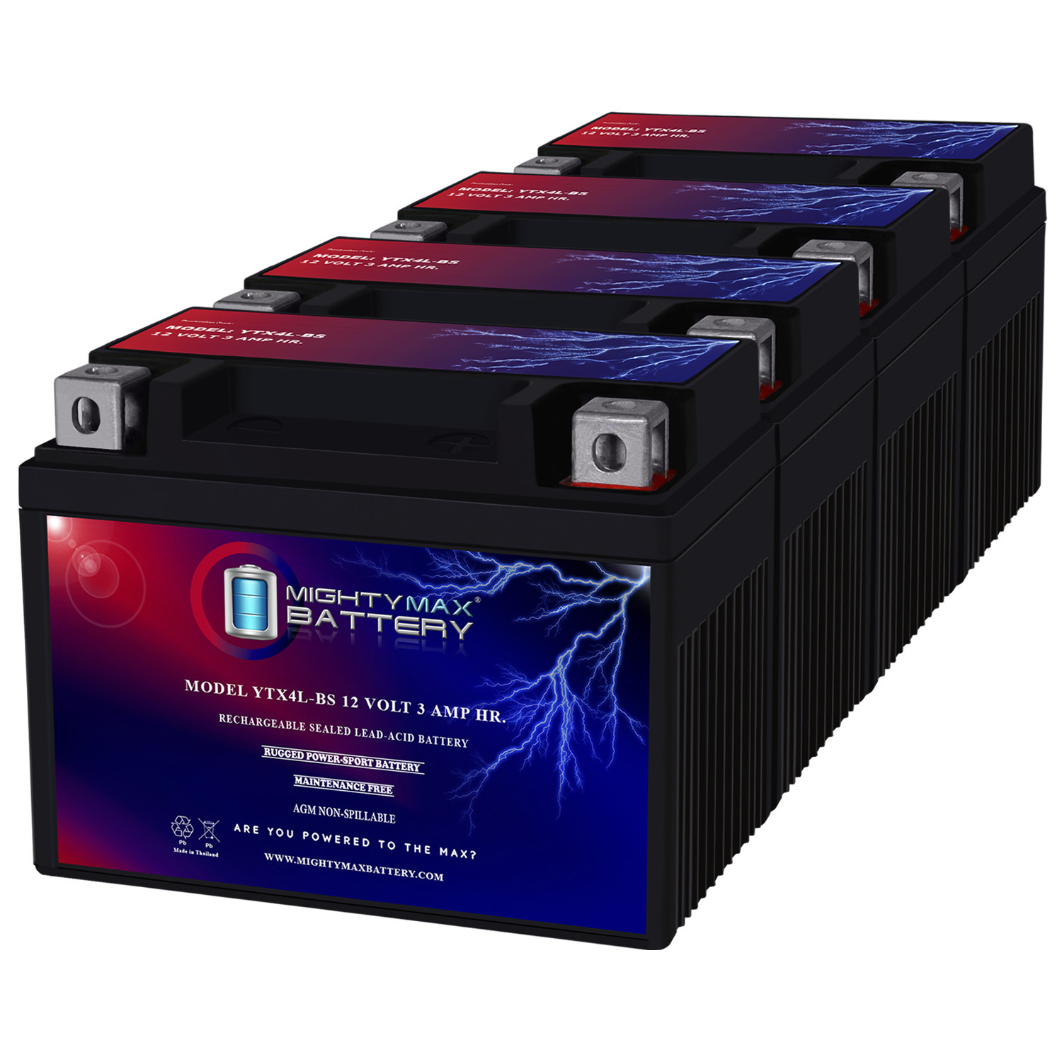 YTX4L-BS Replacement for Aeon 50 90 100 Benzai ATV Battery - 4 Pack