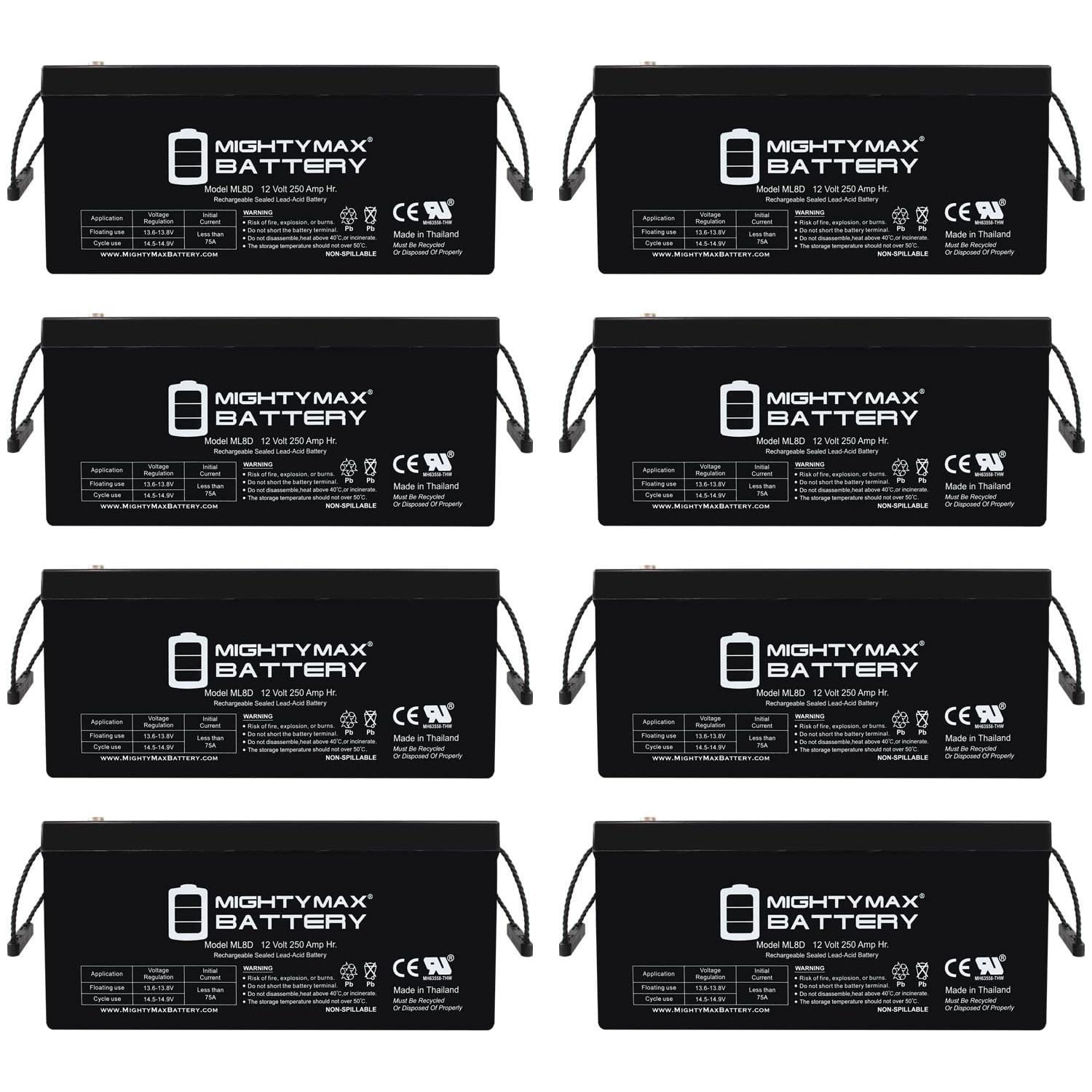 12V 250Ah SLA Battery Replacement for Crown 12CRV8D - 8 Pack