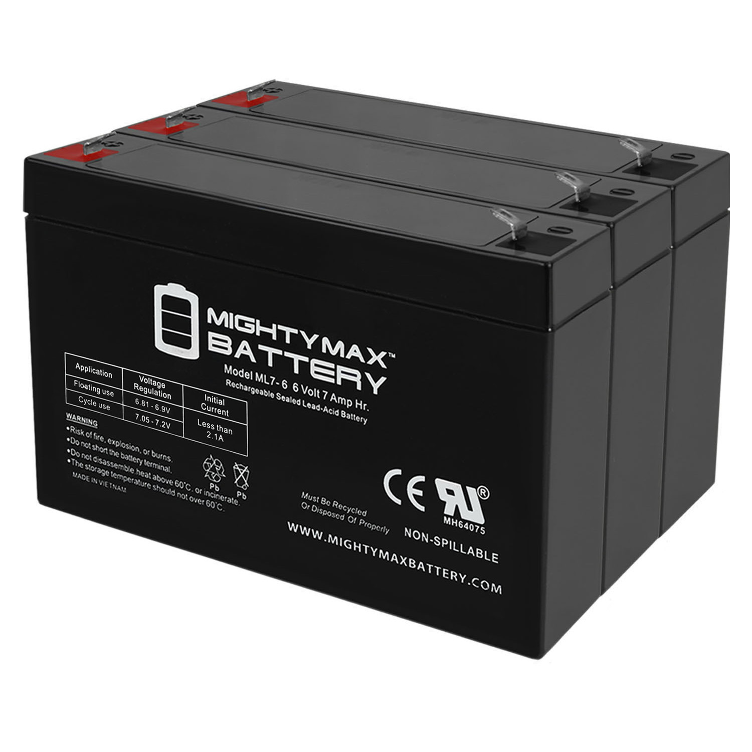 6V 7Ah SLA Replacement Battery for Tripp Lite BC500230 - 3 Pack