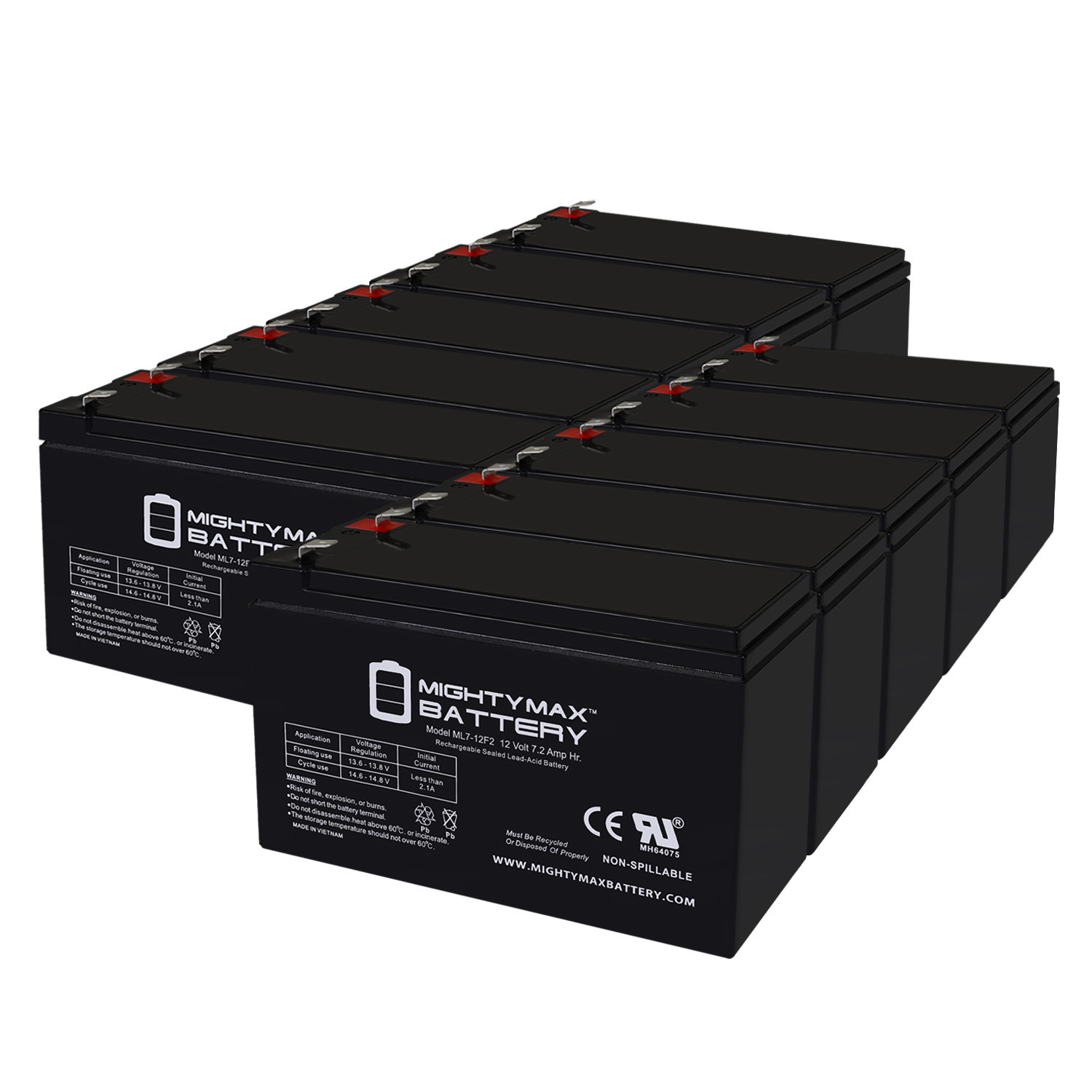 12V 7Ah F2 Replacement Battery for Kaylee Lotus Exige S KL-7011 - 10 Pack