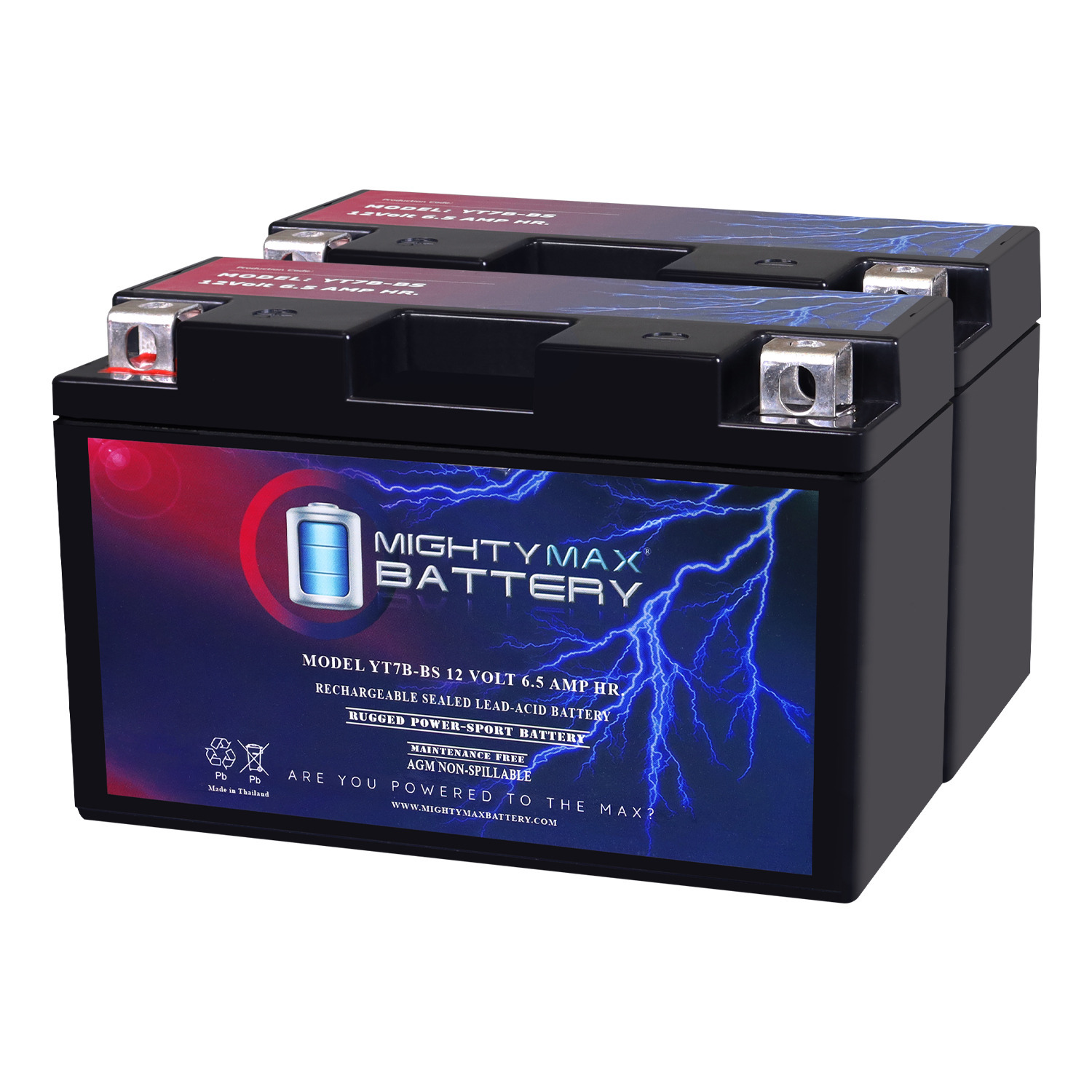YT7B-BS 12V 6.5AH Replacement Battery compatible with Suzuki DR-Z400, E, S, SM 20-22 - 2 Pack