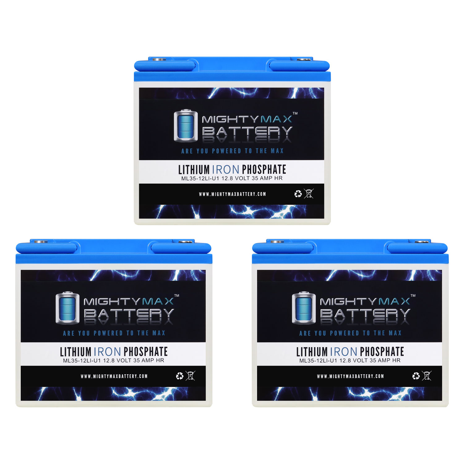 12V 35AH U1 Lithium Replacement Battery compatible 8228 - 3 Pack