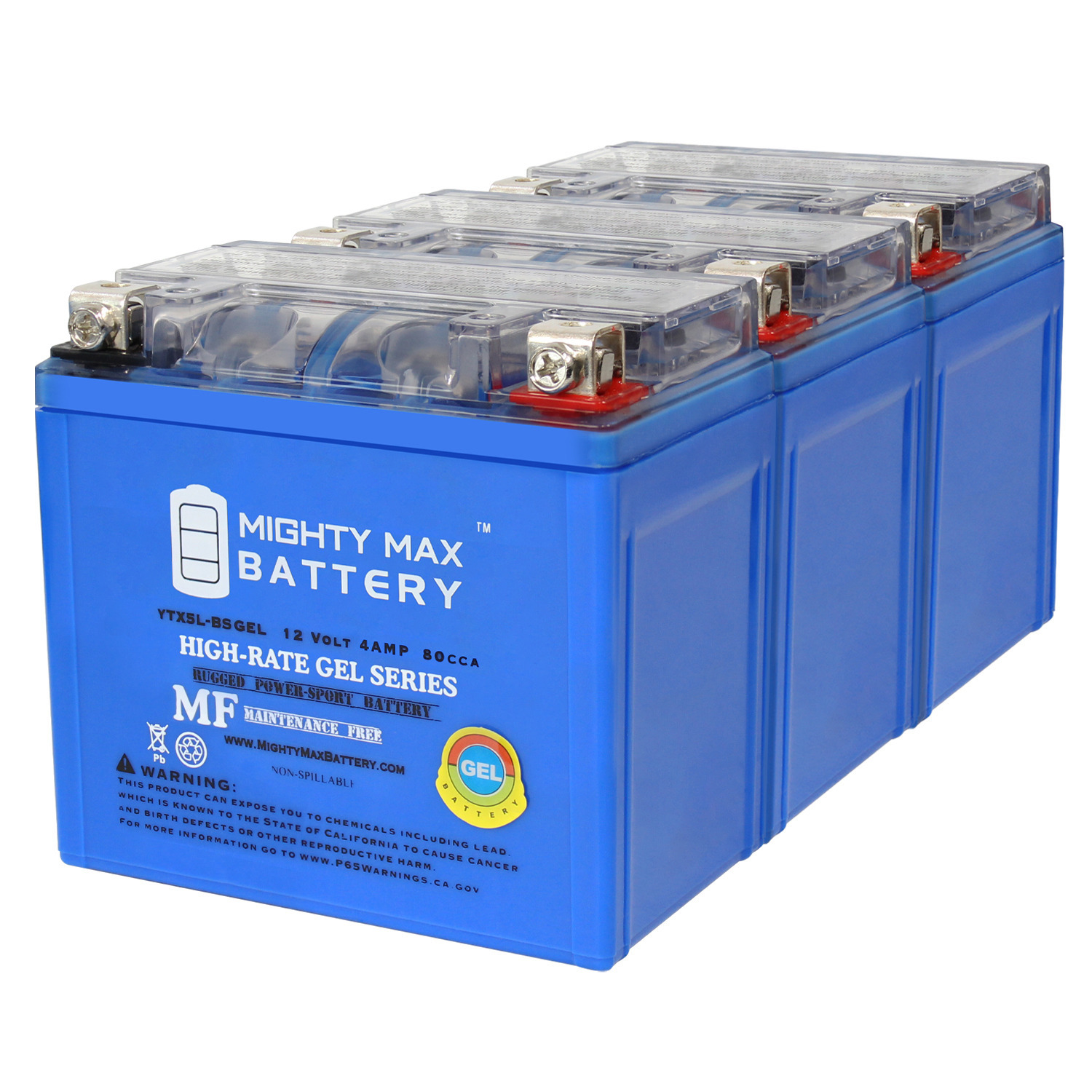 YTX5L-BS GEL Replacement Battery Compatible with AGM YTX5L-BS - 3 Pack