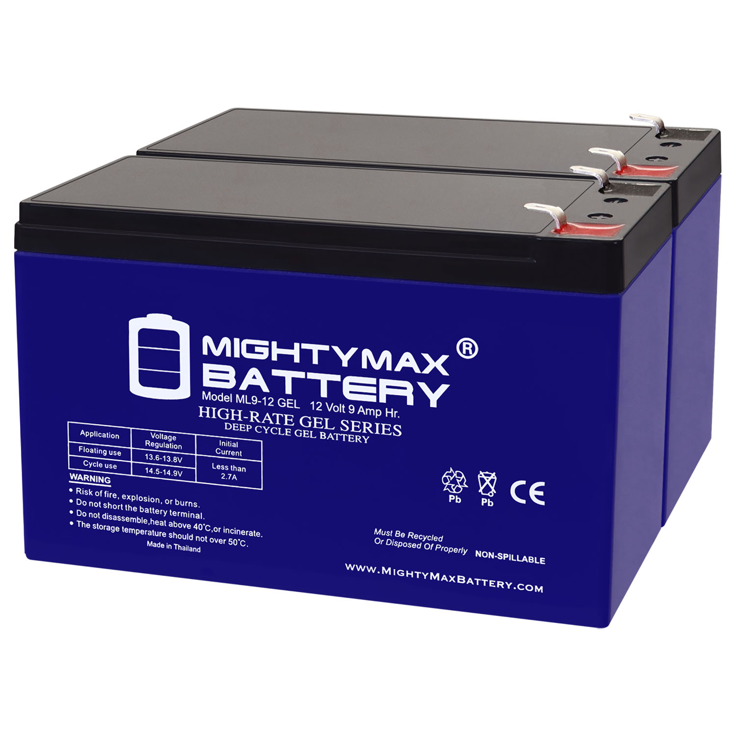 12V 9AH GEL F2 Replacement Battery Compatible with Dexton Lamborghini Murcielago - 2 Pack