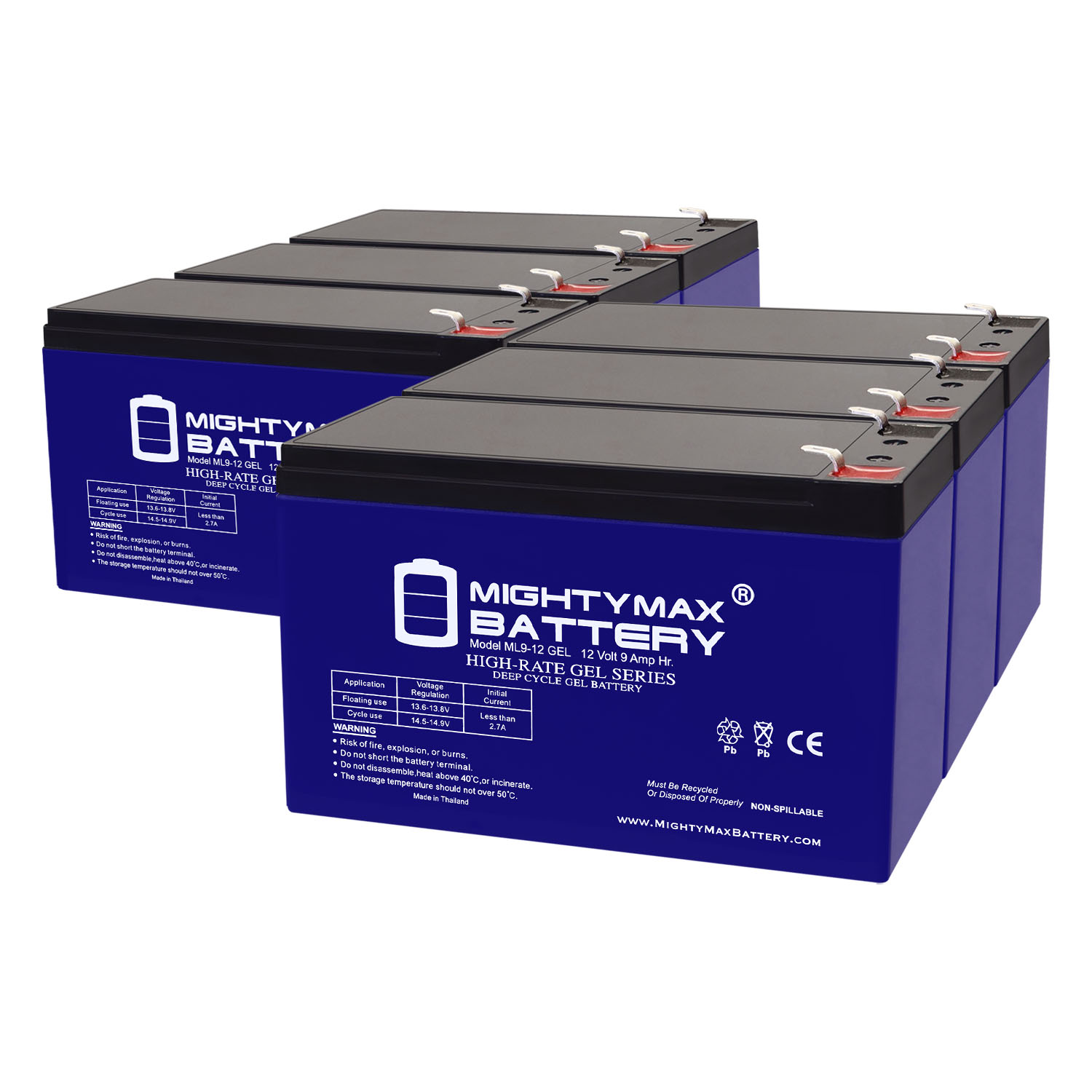 12V 9AH GEL F2 Replacement Battery Compatible with ASF 800LB Broadcast Feeder - 6 Pack