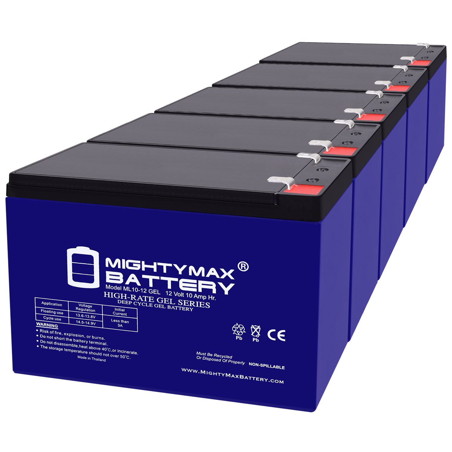 12V 10AH GEL F2 Replacement Battery Compatible with MX500 MX650 - 5 Pack