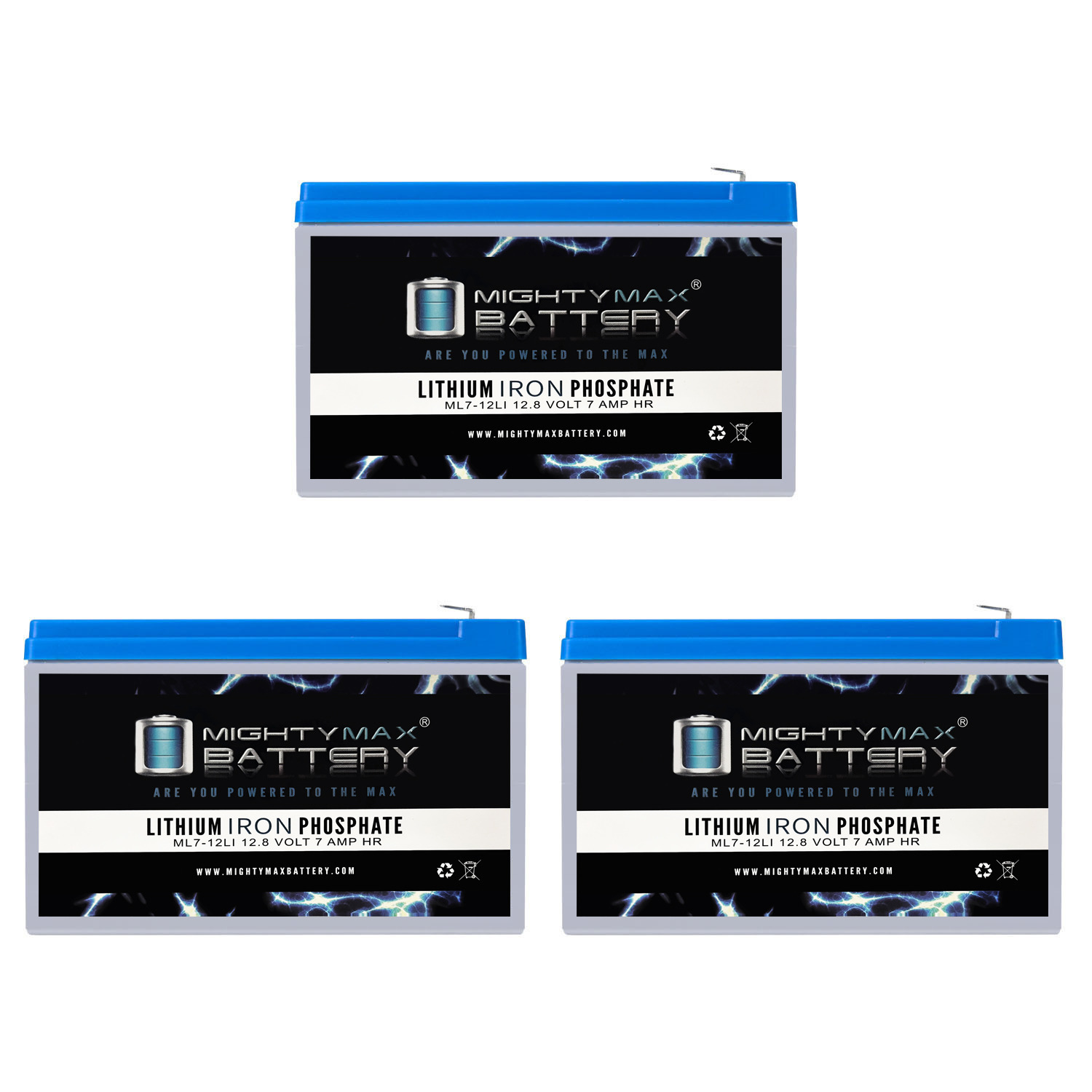 12V 7AH Lithium Replacement Battery Compatible with CyberPower RB1280X2B - 3 Pack