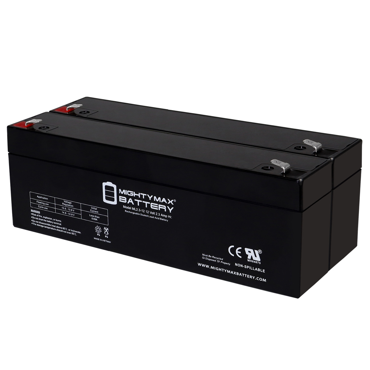 12V 2.3AH F1 SLA Replacement Battery Compatible With Laerdal 780010 Suction Unit - 2 Pack