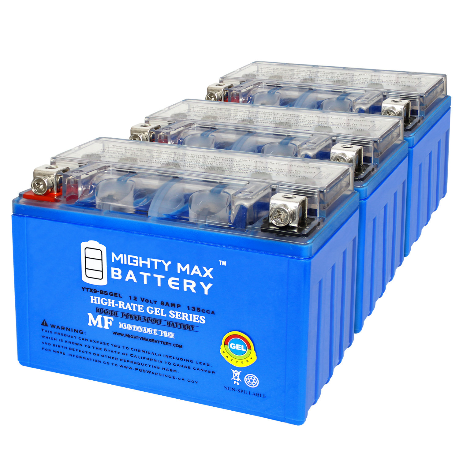 YTX9-BSGEL 12V, 8Ah, GEL, Replacement Battery Compatible with Honda 650 XR650L 23-24 - 3 Pack