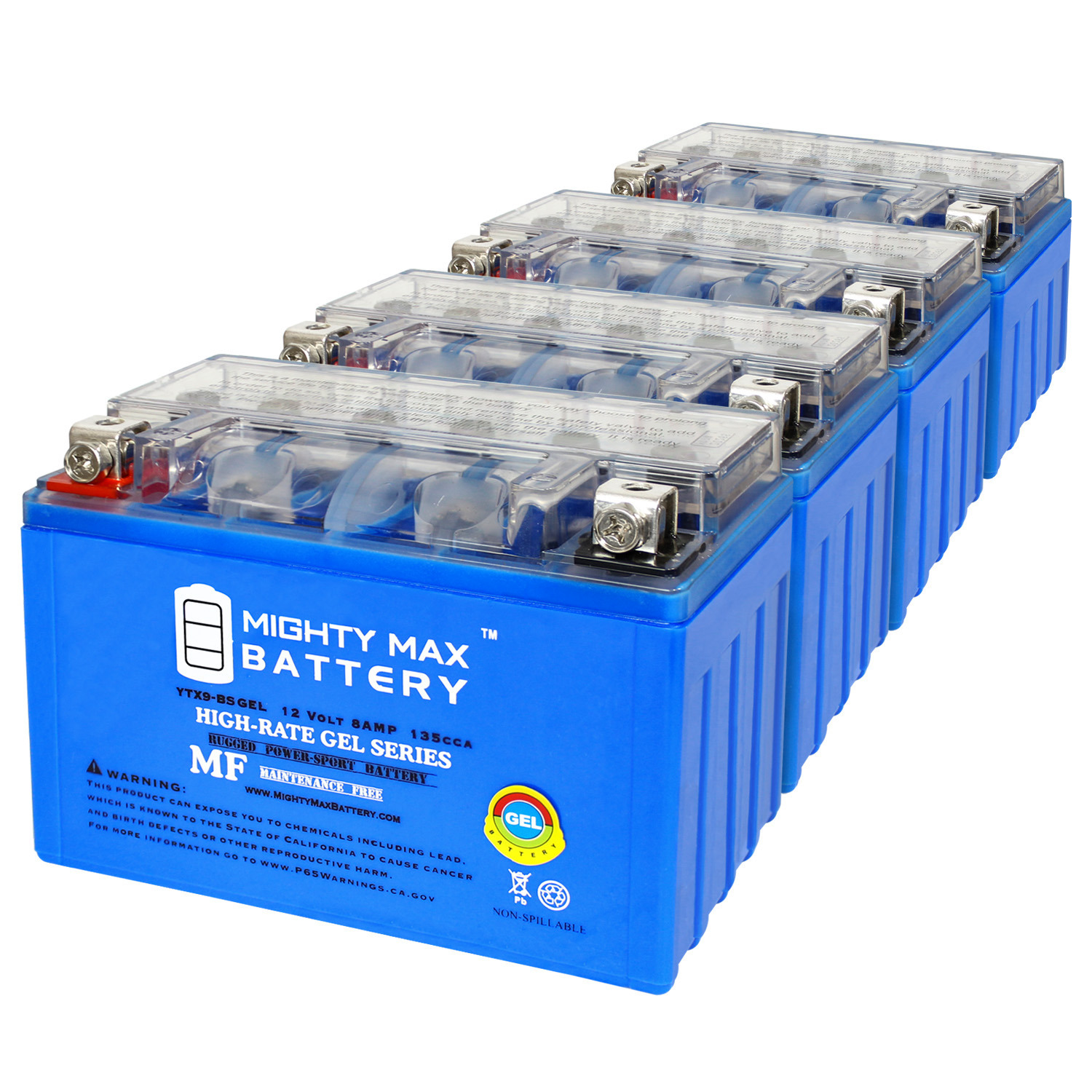 YTX9-BSGEL 12V, 8Ah, GEL, Replacement Battery Compatible with Honda 650 XR650L 23-24 - 4 Pack