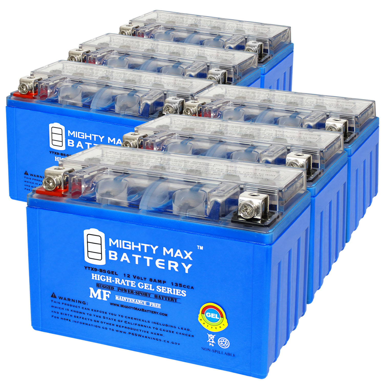 YTX9-BSGEL 12V, 8Ah, GEL, Replacement Battery Compatible with Honda 650 XR650L 23-24 - 6 Pack