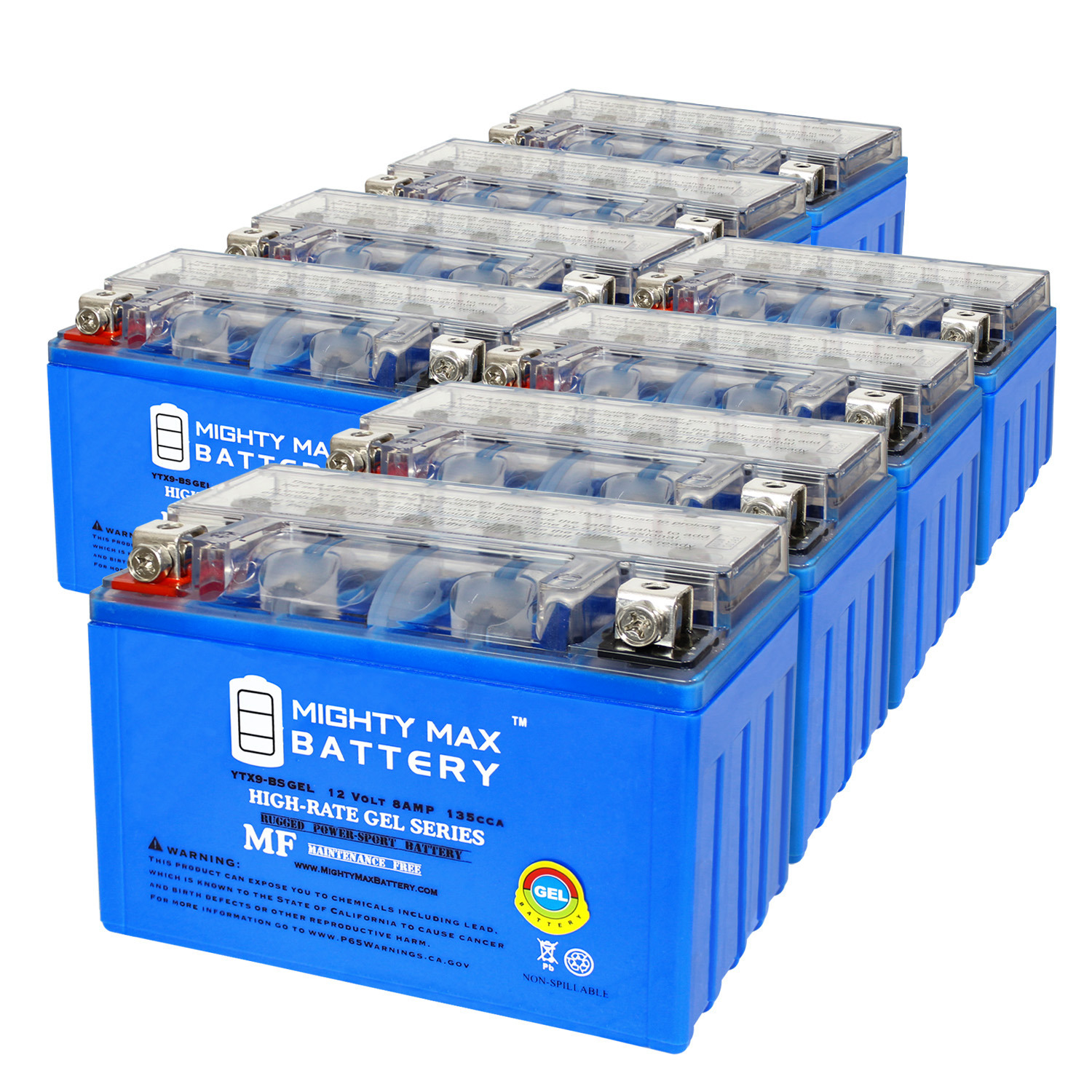YTX9-BSGEL 12V, 8Ah, GEL, Replacement Battery Compatible with Honda 650 XR650L 23-24 - 8 Pack
