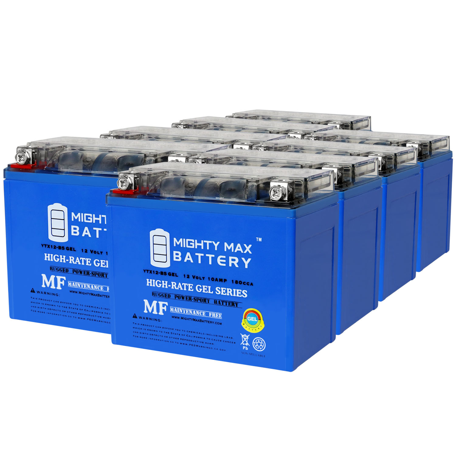 YTX12-BSGEL 12V, 10Ah, GEL, Replacement Battery Compatible with Suzuki DL650 V-Strom ABS Adventure 24 - 8 Pack